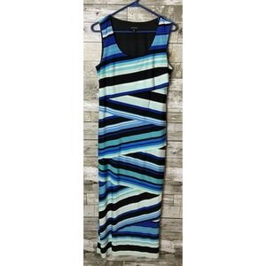 R&M Richards Womens Blue Sleeveless Striped Maxi Dress Bodycon Size 8